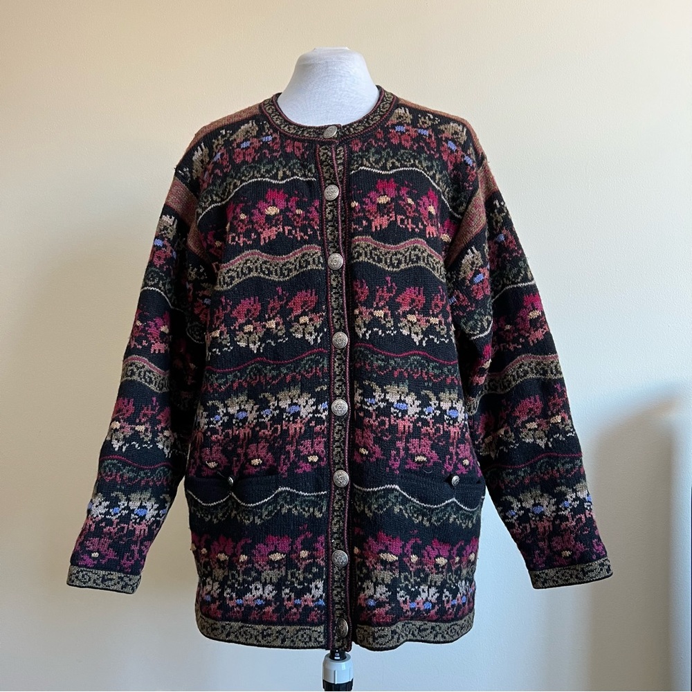 vintage icelandic wool cardigan coat